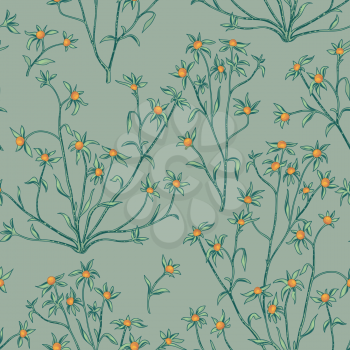 Floral seamless pattern. Nature vegetation  background. Flourish wallpaper with berries and flowers.