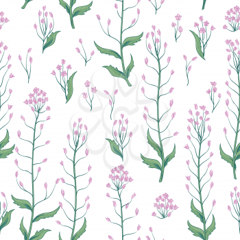 Floral seamless pattern. Wild nature retro background. Flourish wallpaper with plants.