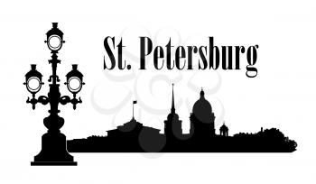 Saint-Petersburg city, Russia. St. Isaac's cathedral skyline with Admiralty building, bridge, Neva river view. Russian travel background.