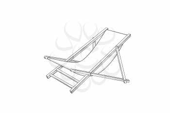 Deckchair outline drawing. Deck chair sketch. Summer sunbath beach resort symbol of the holidays