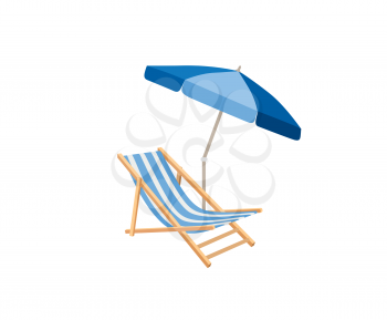 Chaise longue, parasol isolated. Deckchair drawing. Deck chair, table, parasol - summer sunbath beach resort symbol of the holidays