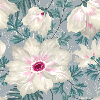 Floral seamless pattern. Graden flower bouquet background. 