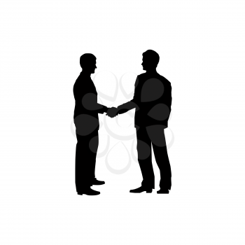 Two businessmen handshake. Men silhouette business colaboration symbol. Teamworking people. Agreement concept