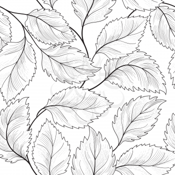 Floral seamless pattern. Graden leaves tile drawn background.