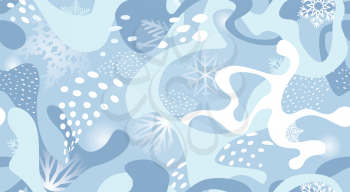 Snow seamless pattern. Abstract floral winter pattern with dots and snowflakes. Seasonal drawn texture. Winter holiday backdrop. Artistic stylish background Christmas collection. Hand drawn dotted background for fabric, gift wrap, wall art design