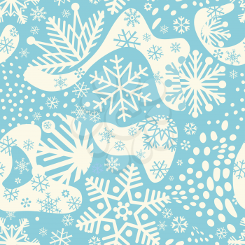 Christmas icon holiday seamless patter. Winter snow ornamental backdrop. Christmas holiday snowflakes decorative background.