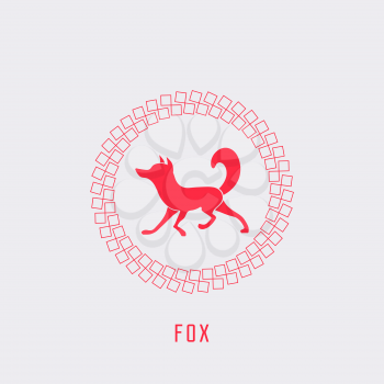 Logo with Fox for corporate identity. Vector silhouette illustration.
