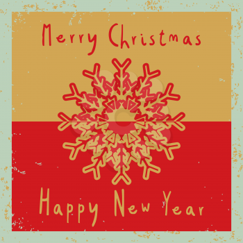 Merry Christmas and Happy New Year greeting card. Design element for brochure, poster, banner, flyer. Vector illustration.