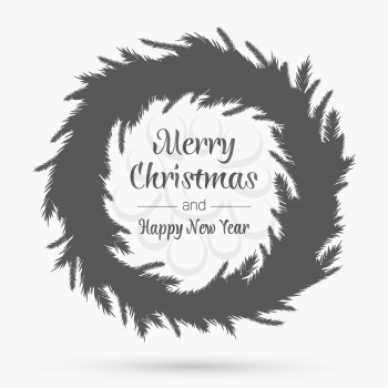 Christmas wreath template. Happy new year. Winter symbol. Decorative element for brochure, flyer, greeting card. Vector simple design illustration