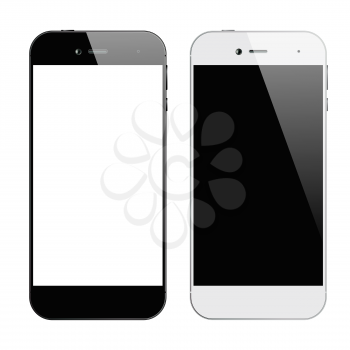 Smartphones black and white. Smartphone isolated. Vector illustration