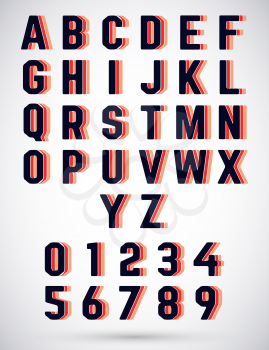 Alphabet font template. Letters and numbers. Vector illustration