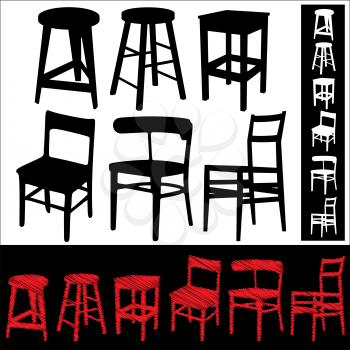 Set of abstract chairs icons . Vector illustration.