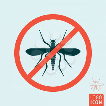 Mosquito icon. Virus Zika or malaria symbol. Prohibited sign. Vector illustration