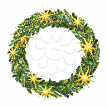 Christmas wreath isolated on white background. Design element for cover brochure, flyer, greeting card template. Vector illustration.