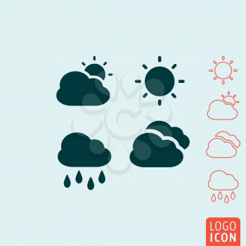 Weather icon. Set of meteorological symbols. Vector illustration