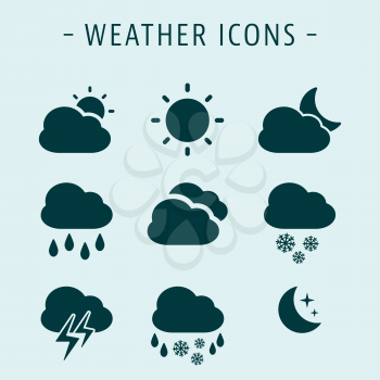 Set of various weather icons. Vector illustration.