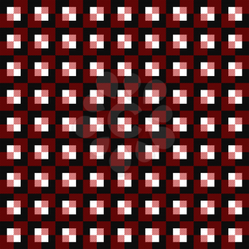 Alternating red and white squares seamless background. Plaid pattern. Vector illustration.