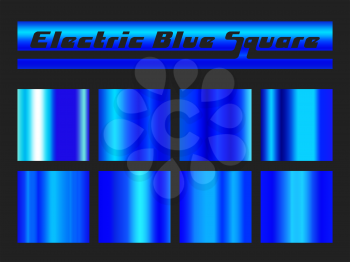 Blue gradient square set. Metallic texture background. Vector illustration.