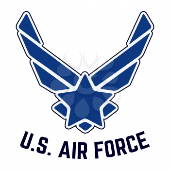 T-shirt print design. U.S. Air Force tshirt stamp. Printing and badge applique label t-shirts, jeans, casual wear. Vector illustration.