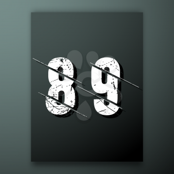 Glitch number font template. Set of grunge numbers 8, 9 logo or icon. Vector illustration.