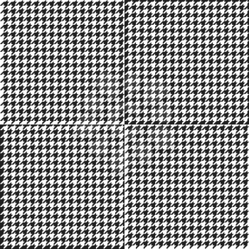 Black and white houndstooth seamless plaid pattern. Alternating hounds tooth check background. Vector illustration.