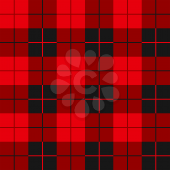 Buffalo plaid seamless pattern. Alternating red and black squares tartan texture background. Vector illustration.