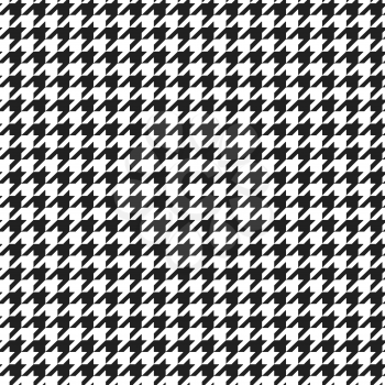 Black and white houndstooth plaid pattern. Alternating hounds tooth check seamless background. Vector illustration.