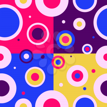 Vintage seamless pattern design. Colorful circles retro design background for printing and textile products, typography, wallpaper or wall decor. Vector illustration.