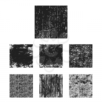 Set of black grunge texture square. Vector illustration.