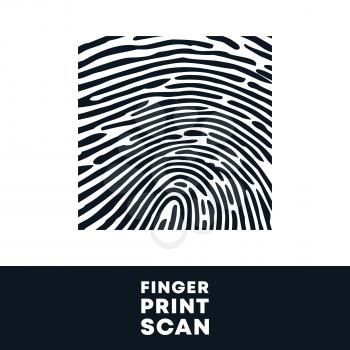 Fingerprint stamp. Finger print biometric scan template isolated on white background. Vector illustration.
