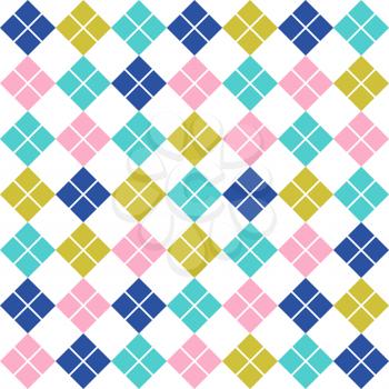 Vintage seamless pattern with soft color rhombus. Retro geometric background. Vector illustration.