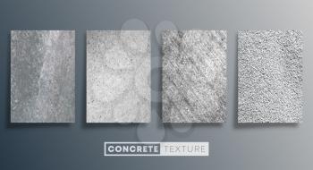 Concrete texture background set. Grunge stone wall design. Vector illustration.