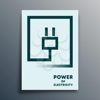 Electric plug typography minimal design for poster, brochure, flyer cover, or other printing products. Vector illustration.