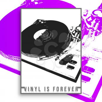 Vinyl is forever slogan design for vintage poster, flyer, brochure cover, retro typography, or other printing products. Vector illustration.