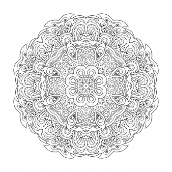 Mandala coloring Eastern pattern. Zentangl round ornament