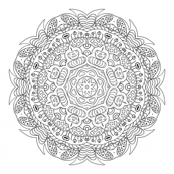Mandala. Doodle drawing. Round coloring