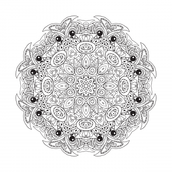 Mandala Eastern pattern. Zentangl round ornament coloring