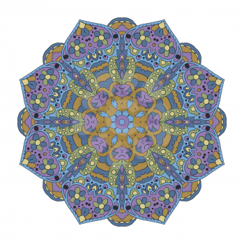 Mandala. Zentangl round ornament. Relax, meditation. blue and purple