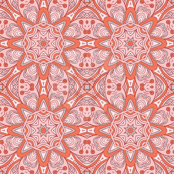 Seamless pattern doodle ornament. Colorful background. Ethnic motives. Zentangl. Grey and pink tones