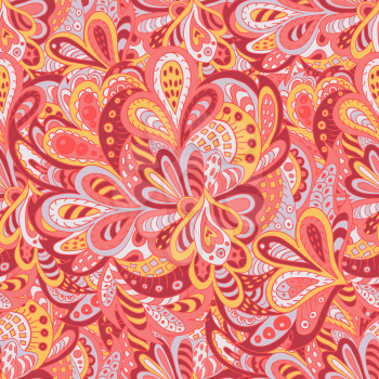 seamless pattern ethnic floral rosy and yellow