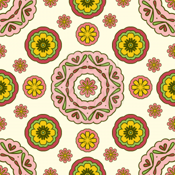 Seamless pattern with floral ornament. Sunny warm pattern in cream color