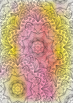 Colorful Cover. Leaf book. Mandala zentangl pattern