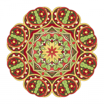 Mandala. Round floral ornament. Doodle drawing. Hand drawing. Yoga, relaxation, floral motifs
