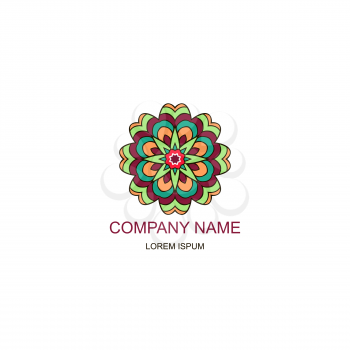 Business logo. Floral, Oriental logo. Company logo in the oriental-style. Colorful round logo. Flower, Decoration