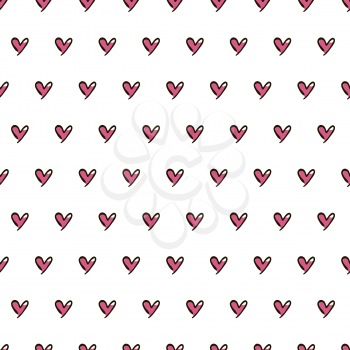 Hearts seamless pattern. Cute doodle hearts. Romantic seamless pattern for your creativity