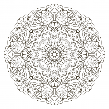 Mandala. Oriental ornament relaxing. Coloring Doodle Round figure