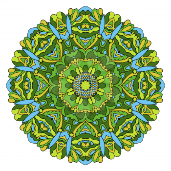 Mandala. Oriental ornament relaxing. Doodle Round figure. Green colors