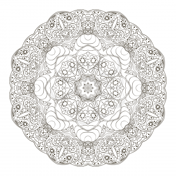 Mandala. Zentangl. Round ornament for creativity. Oriental motifs. Relax, meditation. Flower