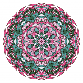 Oriental ornament relaxing. Mandala. Doodle Round figure. Pink and blue
