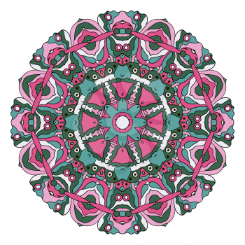 Oriental ornament relaxing. Mandala. Doodle Round figure. Pink and blue colors
